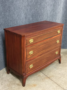 Antique Mahogany 3-Drawer Chest with Brass Hardware