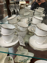 Load image into Gallery viewer, Lenox Bone China Platinum Trim White 24 Piece Cup + Saucer