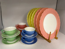 Load image into Gallery viewer, Milk Glass 18 Piece Multi-Color Dinnerware set
