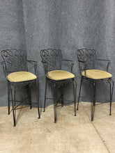 Load image into Gallery viewer, Set of Three Iron Bar Height Swivel Stools
