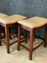 Load image into Gallery viewer, Set of 4 Nailhead Trim Counter Height Saddle Stools