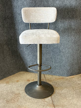 Load image into Gallery viewer, Grey Upholstered Adjustable Height Swivel Stool