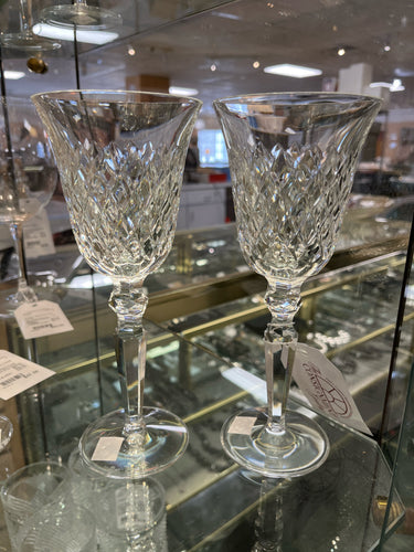 2 Piece Waterford Clear Crystal Diamond Pattern Glasses