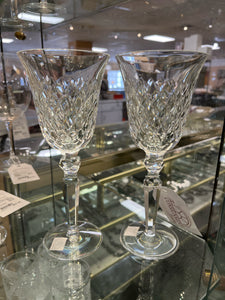 2 Piece Waterford Clear Crystal Diamond Pattern Glasses