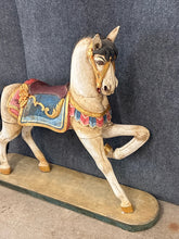 Load image into Gallery viewer, Hand-Carved Painted Carousel-Style Horse on Base