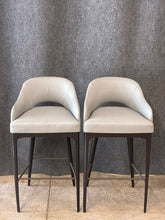 Load image into Gallery viewer, Pair of Lazzoni Tolina Grey Leather Bar Stools