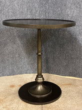 Load image into Gallery viewer, Antiqued Bronze Pedestal Side Table