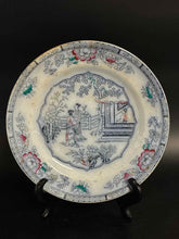Load image into Gallery viewer, Porcelain Blue Print 3 Piece Vintage Floral Cup + Saucer