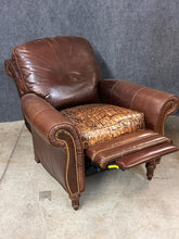 Load image into Gallery viewer, MotionCraft Aniline Leather Recliner with Embossed Crocodile Leather Seat