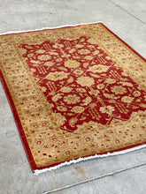 Load image into Gallery viewer, Hand-Knotted Wool Area Rug - Red &amp; Gold Floral
