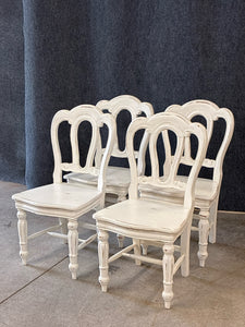 Set of 4 Distressed Solid Wood Dining Chairs