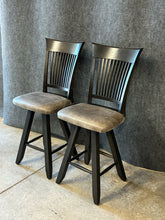 Load image into Gallery viewer, Pair Of Canadel Slat-Back Swivel Counter Stools