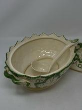 Load image into Gallery viewer, Olfaire Portugal 4 Piece Majolica Strawberry Leaf Soup Tureen with Lid,