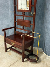 Load image into Gallery viewer, Antique Mahogany Hall Tree with Mirror &amp; Umbrella Stand