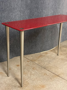 Modern Red Glass-Top Console Table
