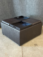 Load image into Gallery viewer, Leather Flip-Top Nested Ottoman Storage Set