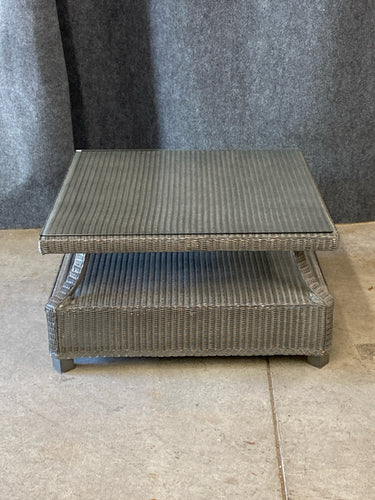 Lloyd Flanders Wicker Coffee Table with Glass Top