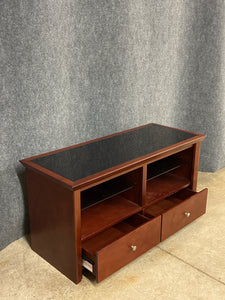 Pinnacle Design Cherry & Black Glass TV Stand with Drawers
