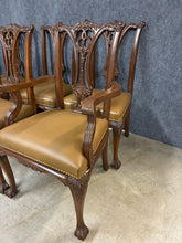 Load image into Gallery viewer, Set of 10 Antique Carved Mahogany Chippendale Style Dining Chairs