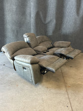 Load image into Gallery viewer, Contemporary Grey Power Reclining Loveseat With Console
