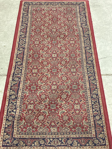 Red and Navy Persian-Style Wool Runner