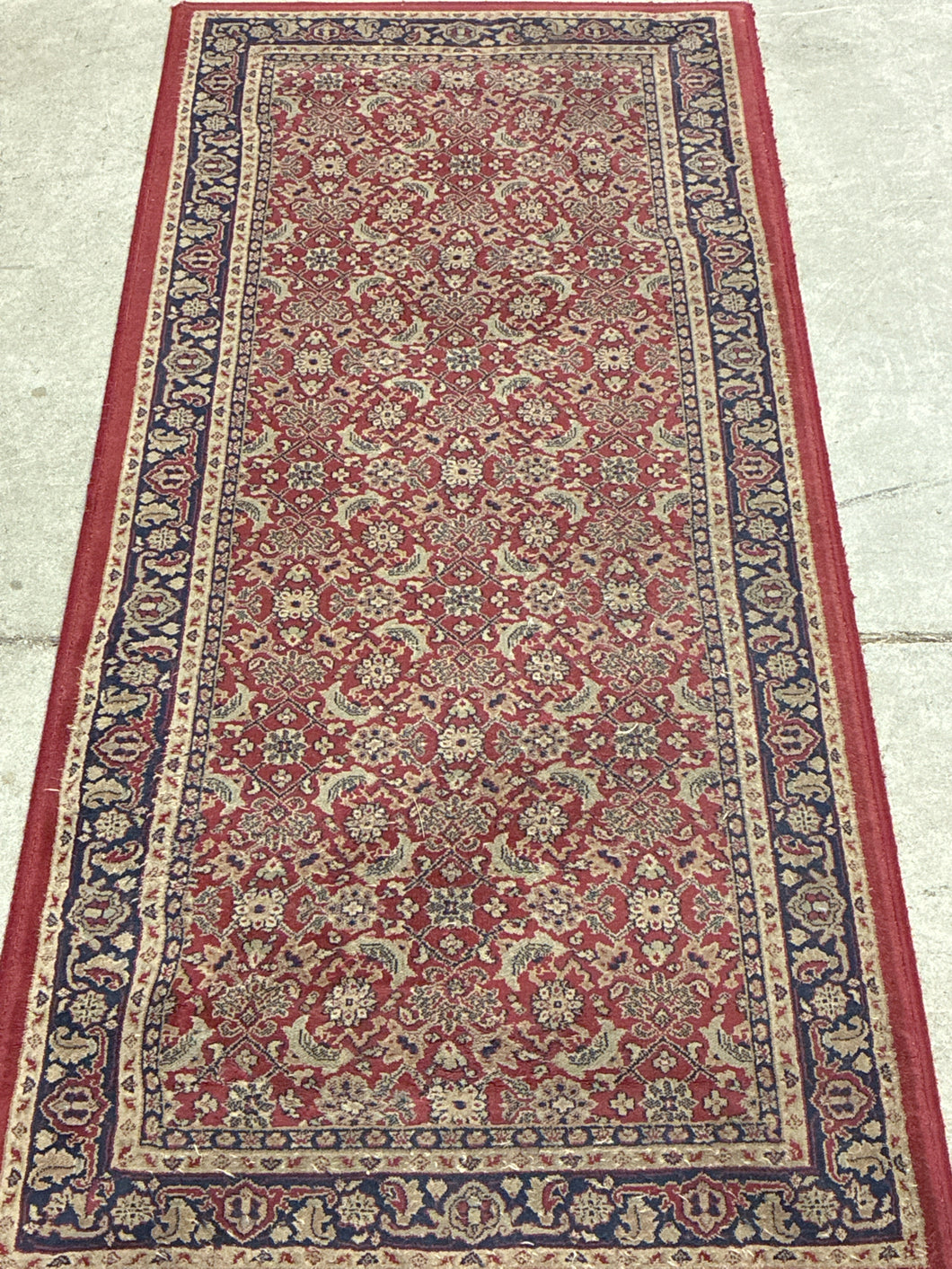 Red and Navy Persian-Style Wool Runner