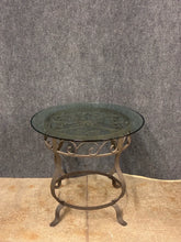 Load image into Gallery viewer, Wrought Iron &amp; Glass Round Accent Table