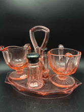 Load image into Gallery viewer, 5 Piece Glass Pink Vintage Serveware Set