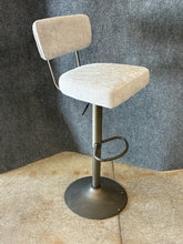 Load image into Gallery viewer, Grey Upholstered Adjustable Height Swivel Stool