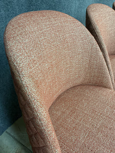 Set of 4 Coral Tweed Upholstered Dining Chairs