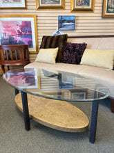 Load image into Gallery viewer, Oval Glass Top coffee Table With Wrought Iron Base