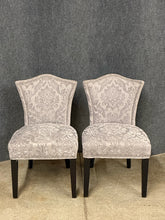 Load image into Gallery viewer, Pair of Grey Damask Upholstered Accent Chairs