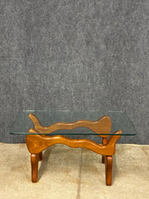 Load image into Gallery viewer, Sculptural Folding Wood &amp; Glass Coffee Table