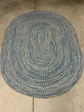 Load image into Gallery viewer, Blue &amp; Ivory Oval Braided Area Rug