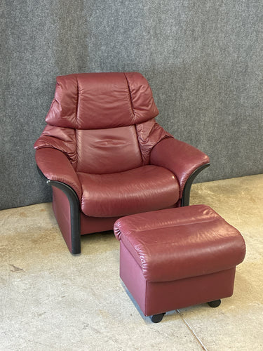 Ekornes Stressless Leather Eldorado Highback Reclining Chair With Storage Footst