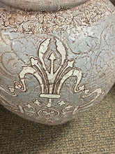 Load image into Gallery viewer, Terra cotta Rustic Fleur de Lis Gray Planter/Urn