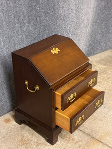 Miniature Mahogany Slant-Front Desk with Brass Hardware