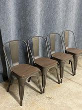 Load image into Gallery viewer, Set of 4 Industrial Metal Cafe  Chairs with Wood Seats