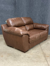 Load image into Gallery viewer, Klaussner Contemporary Brown Leather Loveseat