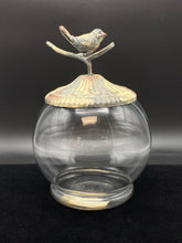 Load image into Gallery viewer, Rustic Bird Finial Glass Apothecary Jar with Cast Metal Lid
