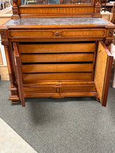 Load image into Gallery viewer, Antique Birdseye Maple Marble-Top Dresser w/ Mirror &amp; Carved Details