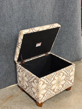 Load image into Gallery viewer, Neutral Ikat Storage Ottoman