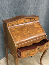 Load image into Gallery viewer, Louis XV Style Floral Inlaid Slant-front Secretary Desk