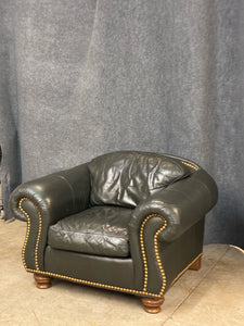 Thomasville Leather Club Chair with Nailhead Trim