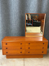 Load image into Gallery viewer, Mid-Century Modern Teak Veneer 6-Drawer Dresser with Mirror