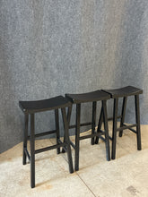 Load image into Gallery viewer, Set of 3 Black Pottery Barn Saddle Stools