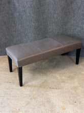 Load image into Gallery viewer, Crate&amp;Barrel Grey Leather Bench