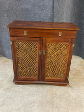 Load image into Gallery viewer, Pier 1 Imports Wood Bar Cabinet with Woven Rattan Panels