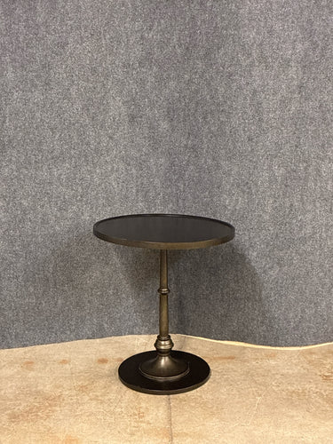 Antiqued Bronze Pedestal Side Table