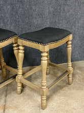 Load image into Gallery viewer, Set of 4 Turned-Leg Counter Height Saddle Stools